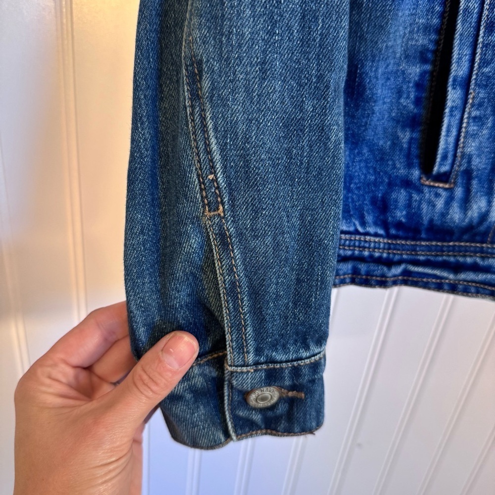 Old Navy Denim Jacket with Cream Sherpa Collar/ Interior 100% Cotton Size XS - Picture 4 of 13